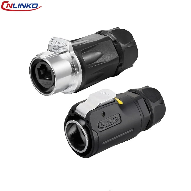 CNLINKO M24 Waterproof IP68 Circular RJ45 Connector 8P8C Cat6 Male/Female Panel Mount for Industrial Automation Marine & Outdoor