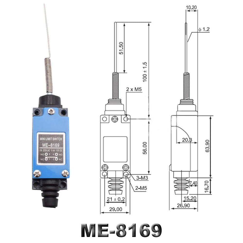 5PCS ME 8104 8108 8111 8122 9101 CNC Micro Limit Switch 5A/220V Rotary Roller Lever Sealed Switch Momentary Industrial Machine