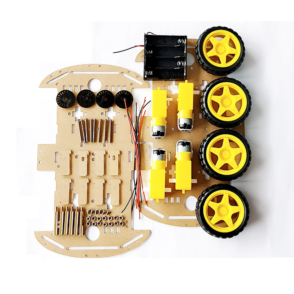 4WD DIY Smart Bluetooth Mini Car Electronic Kit Speed Encoder Ranging Obstacle Avoidance L293D Module DIY Soldering Practice Kit
