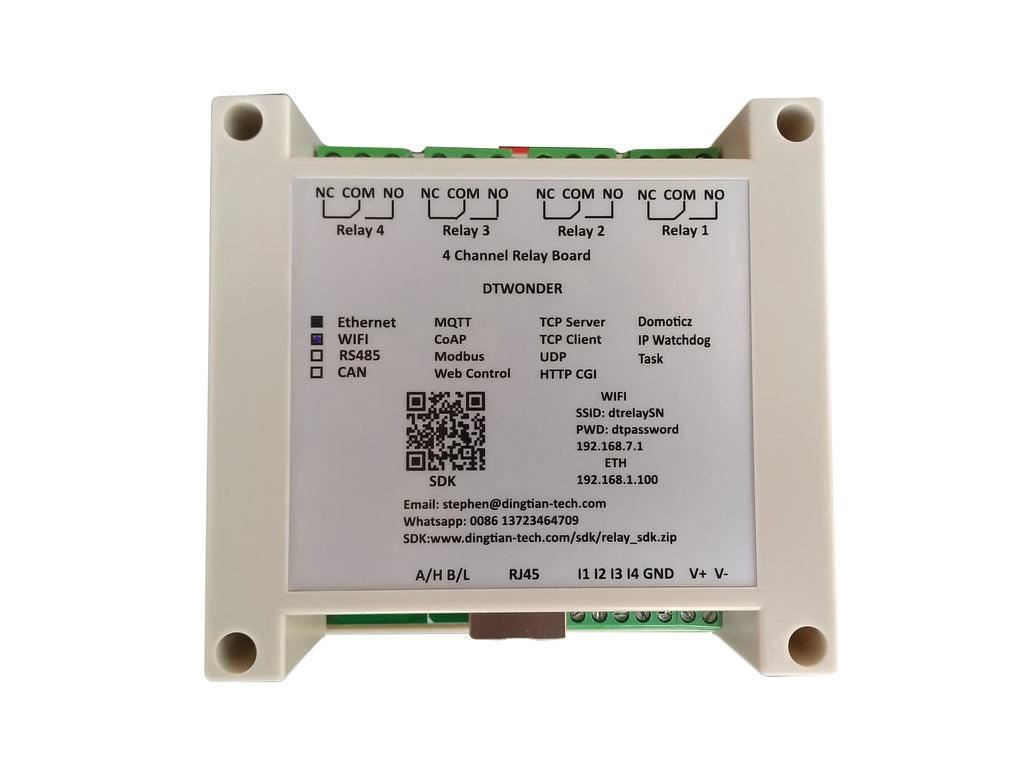 Ethernet Relay Board Network MQTT Home Assistant Domoticz Modbus WiFi RS485 CAN Module HTTP Web TCP UDP CoAP IP Watchdog Timer