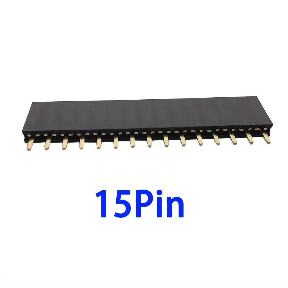 10Pcs2.54mm Pitch Single Row Female Pin Header Socket 2~40P PCB Board Connector Strip Gold Plated Pinheader Terminal for Arduino
