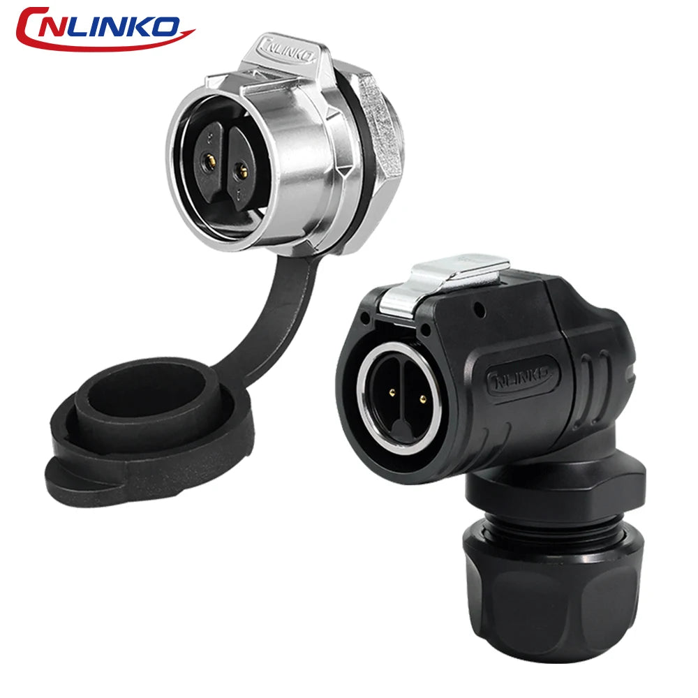 LP-16 2 Pin Right Angle Industrial Connector IP68 Waterproof Male Plug Female Socket Set Aviation Connector for LED Solar Use
