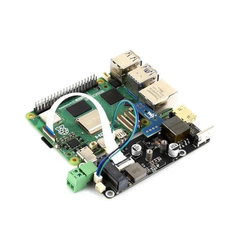 Raspberry Pi 5 Multi Functional ETH POE Power Adapter Board PCIe To.2 NVMe SSD Pi5 Connector Adapter (E)
