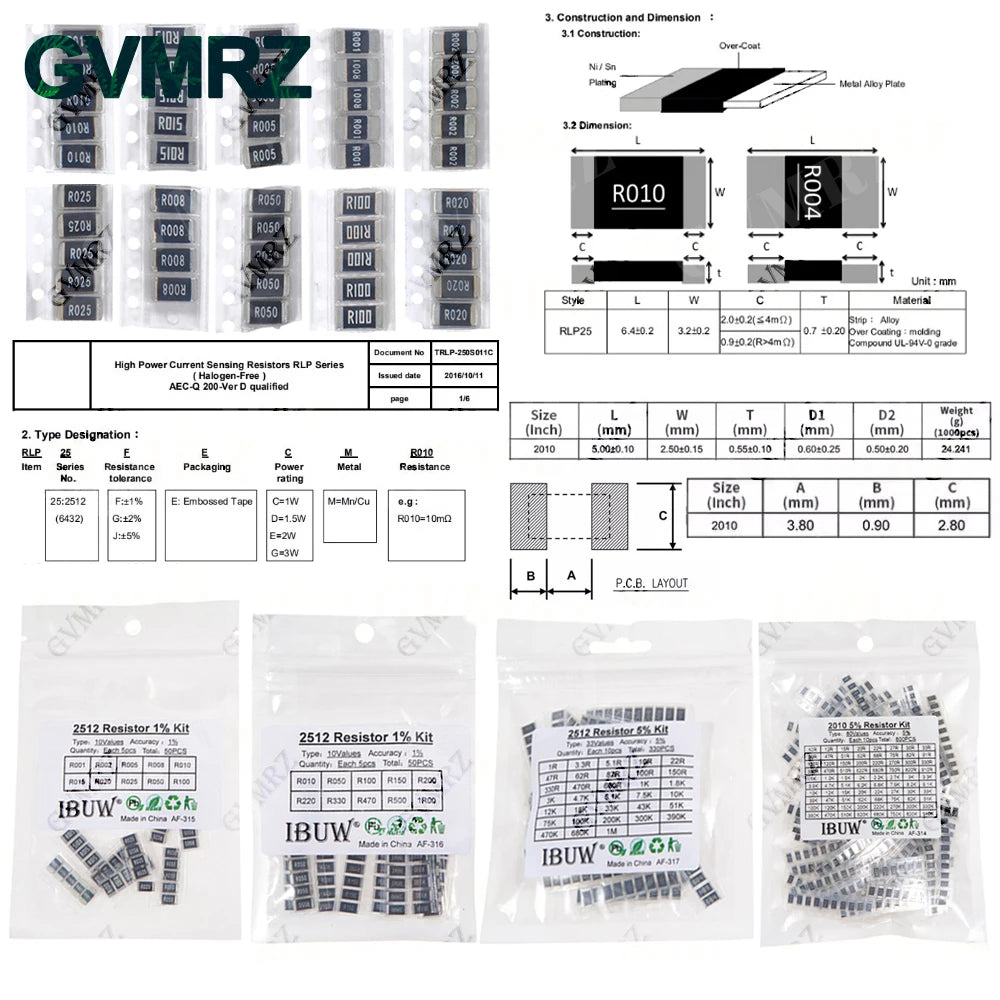0201 0402 0603 0805 1206 1% 5% SMD Resistor Assorted Kit 1R-1M 10K 100K 1K 100R Resistance Set DIY