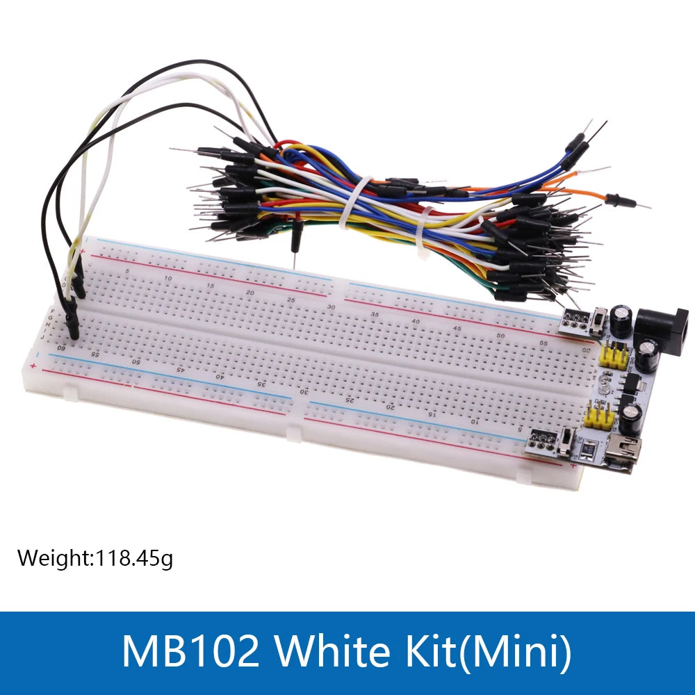 3.3V/5V MB-102 Breadboard power module+ 400 830 points Solderless Prototype Bread board kit +65 Flexible jumper wire