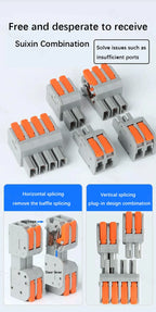 Male Female Docking Mini Quick Wire Connector Universal Compact Electrical Wiring Connectors Push-in Conductor Terminal Block