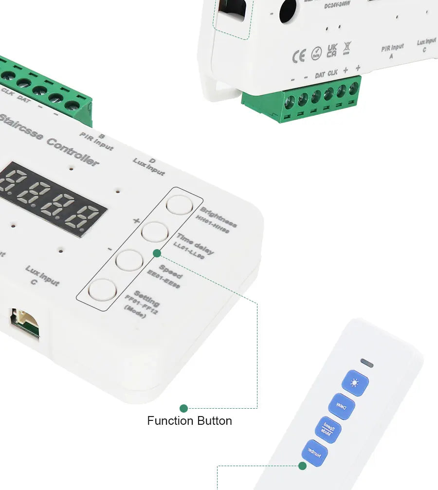 COB LED Strip PIR Motion Sensor Stair Lights Kit Step by Step Control Indoor Smart Staircase Lighting Controller with Main Line
