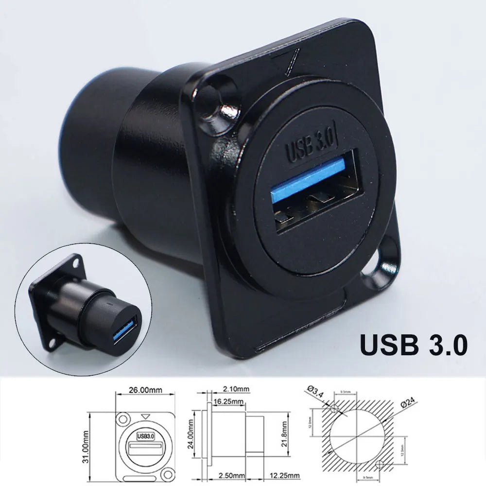 YanXI 1pc Round Socket Module D Type RJ45 Straight Through Network Type-C USB2.0 USB3.0 Connector Panel Mounting HDMI-Jack CAT6