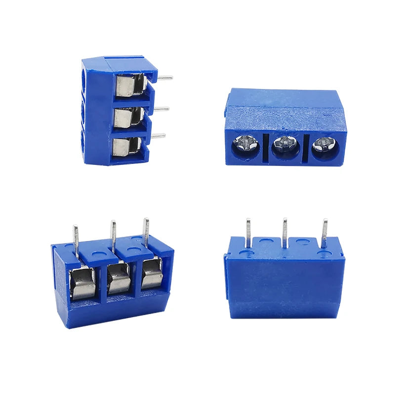 50Pcs/Box KF301 5mm Pitch  2P 3P 4Pin PCB Screw Terminal Block Connector KF301-2P KF301-3P KF-301-4P Blue