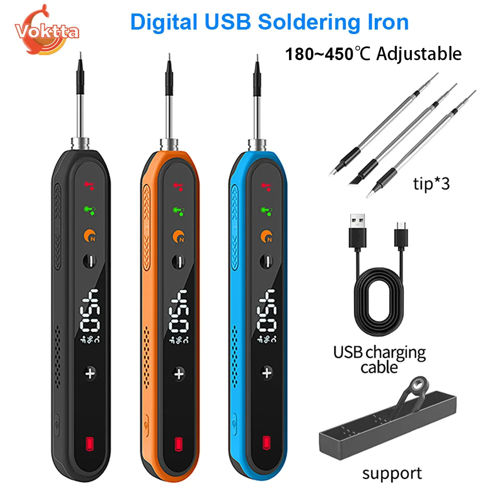 USB 1400mAh Battery Intelligent Soldering Iron Type C Interface Wireless Temperature Control High-power Solder Welding Iron Tool