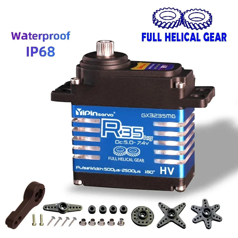 Waterproof IP68 Motor 35KG All Steel Helical Gear Digital Servo For RC Accessories 1/8 1/10 Remote Control Toy Car Robot Crawler