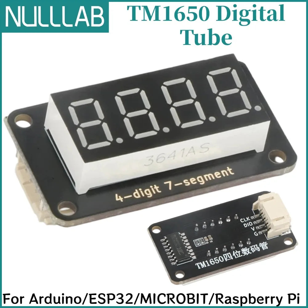 0.36 Inch 4 Digit 7 Segment LED Display TM1650 Driver Chip 3.3V 5V PH2.0 Interface Red Light for Arduino ESP32 Microbit Raspberr