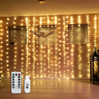 Monochrome Curtain Light, Warm White/White Light, 300LEDs Smart Wall Light, Waterfall Light, Remote Control Timing, Bedroom, Background Wall, Party, Halloween, Christmas Indoor and Outdoor Decoration
