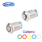 1pc 12mm Anti-Vandal Metal Push Button Switches High Flat Round With LED Green Red Blue White 3V 12V Momentary Latching Reset