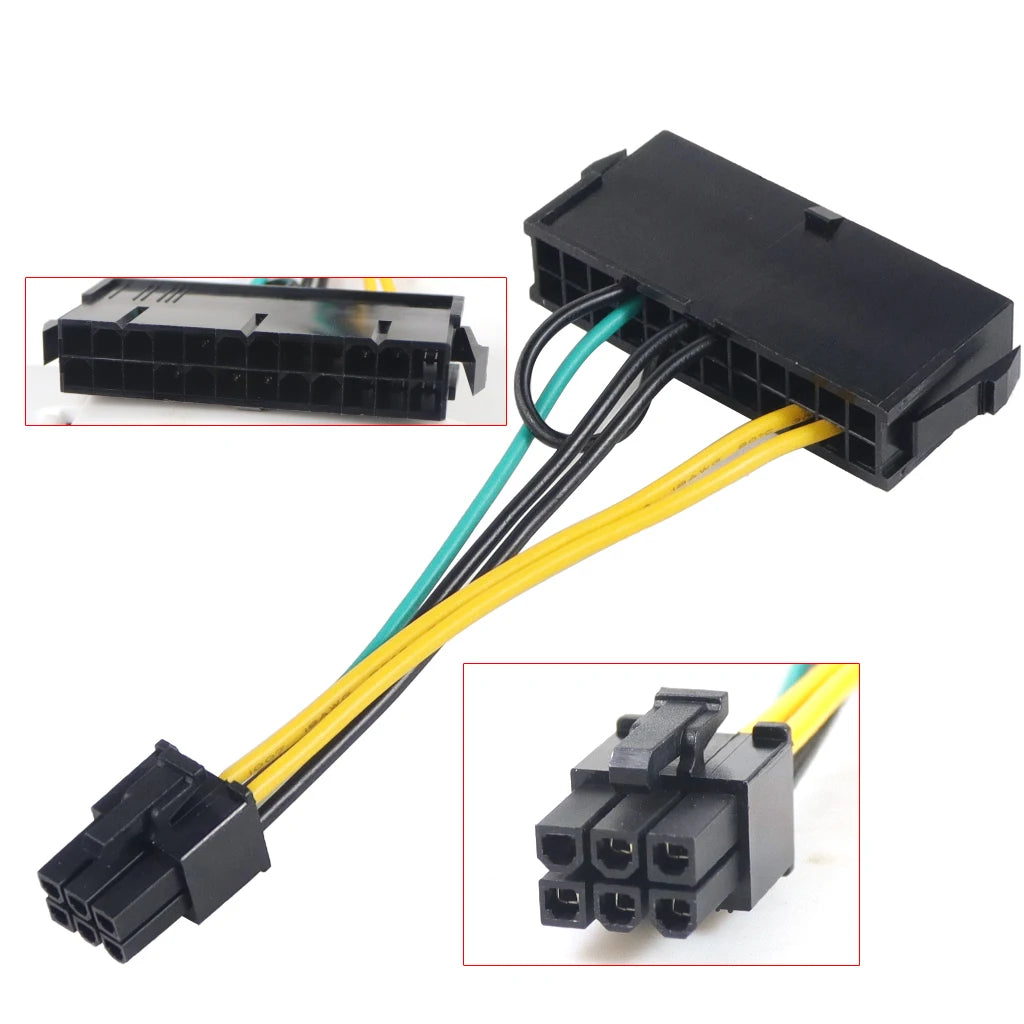 24Pin to 6Pin Power Supply Cable Cord 24p to 6p 18AWG Wire for Lenovo for DELL for Acer 3050 6 PIN Motherboard Adapter Cable