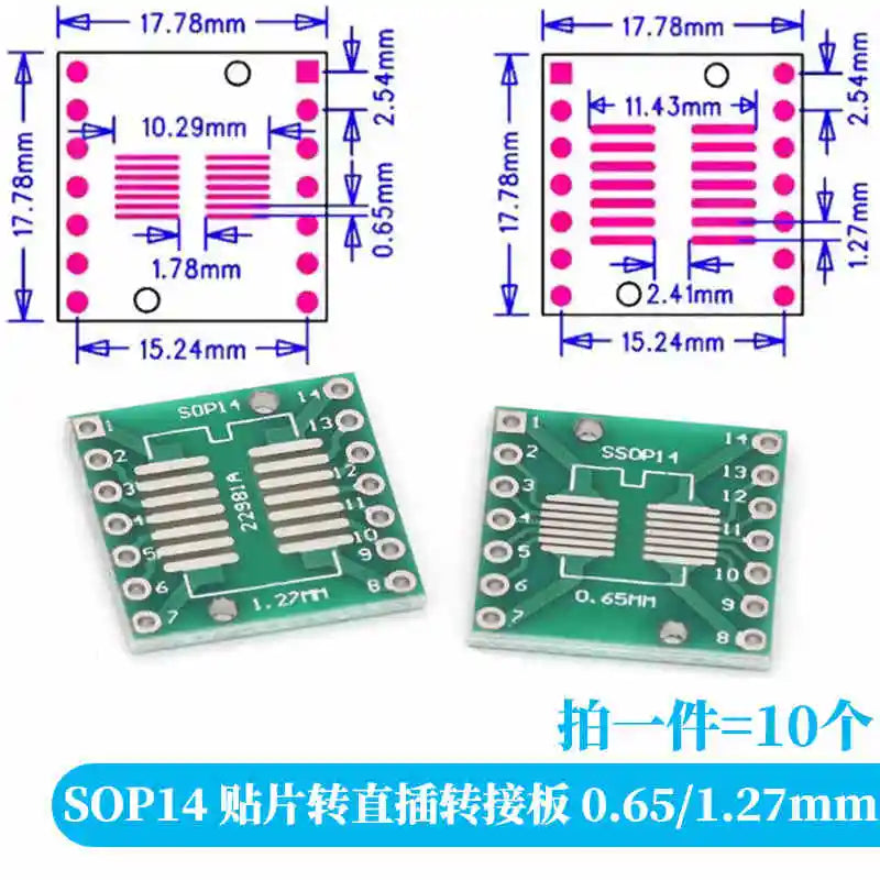 10-100PCS Javino PCB Board Kit SMD Turn To DIP Adapter Converter Plate SOP MSOP SSOP TSSOP SOT23 8 10 14 16 20 28 SMT To DIP