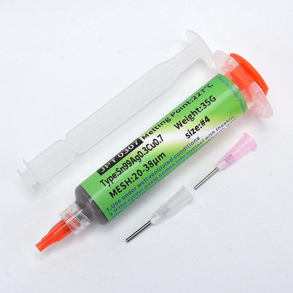 Lead Free High-Temperature Solder Paste Sn99 Ag0.3 Cu0.7 Needle Tube, Mobile Phone USB Socket Repair, LED Soldering