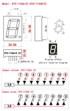 10PCS 1.0-inch digital tube 24mmX34mm digital display screen "8" high 25.4mm 7-segment digital tube 1106series