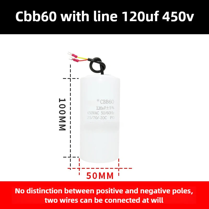 CBB60 start-up working capacitor 120UF 450V air pump air pressure car washing machine capacitor
