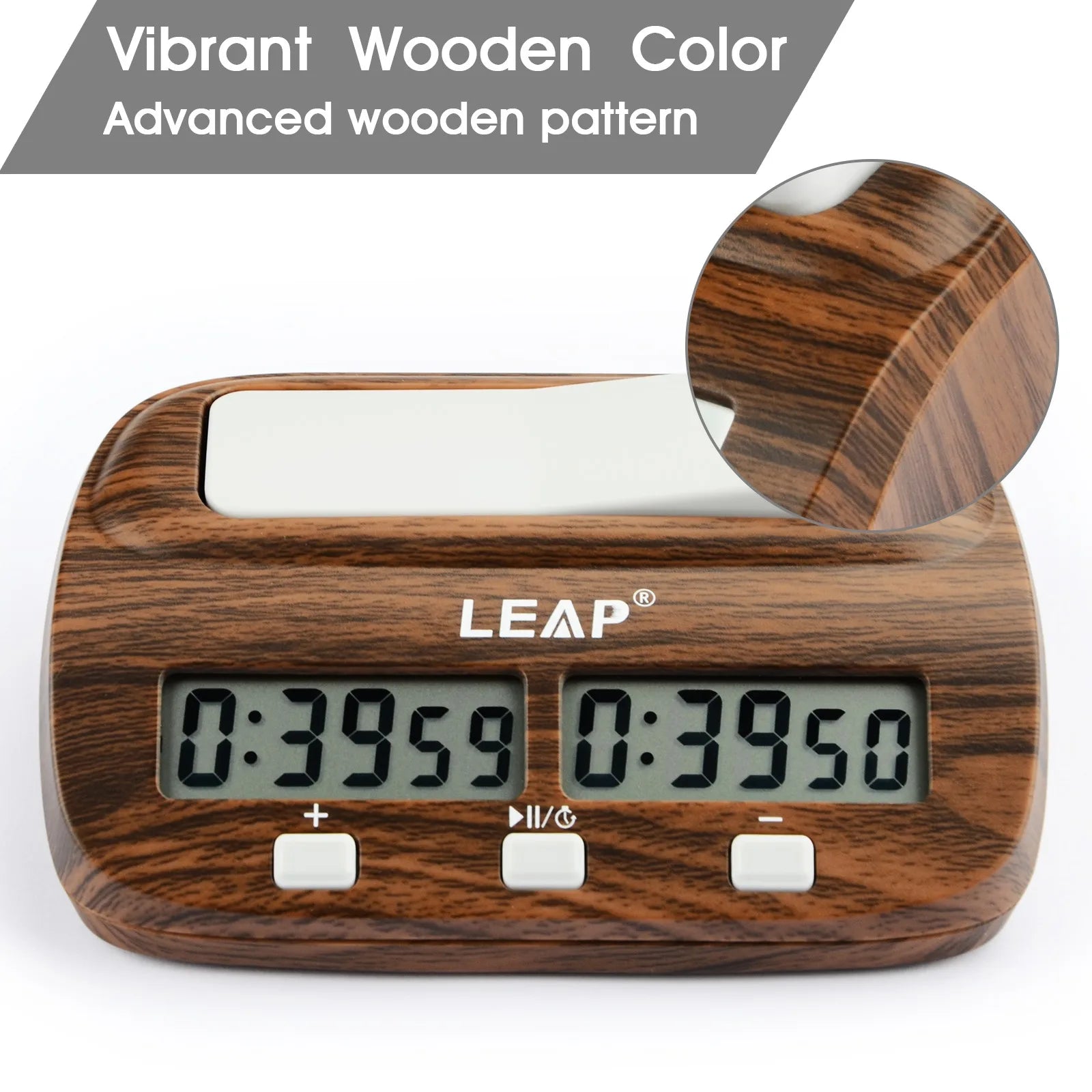 LEAP Chess Clock Digital Chess Timer with Count up / Countdown Timer for Board Games Timer with Alarm Function Wood Appearance