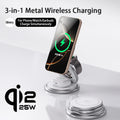 Qi2.2 25W Metal Wireless Charger Protable Fast Charging Station Stand 360° Rotation for iPhone 17 16 15 14 Pro Max Watch Airpods