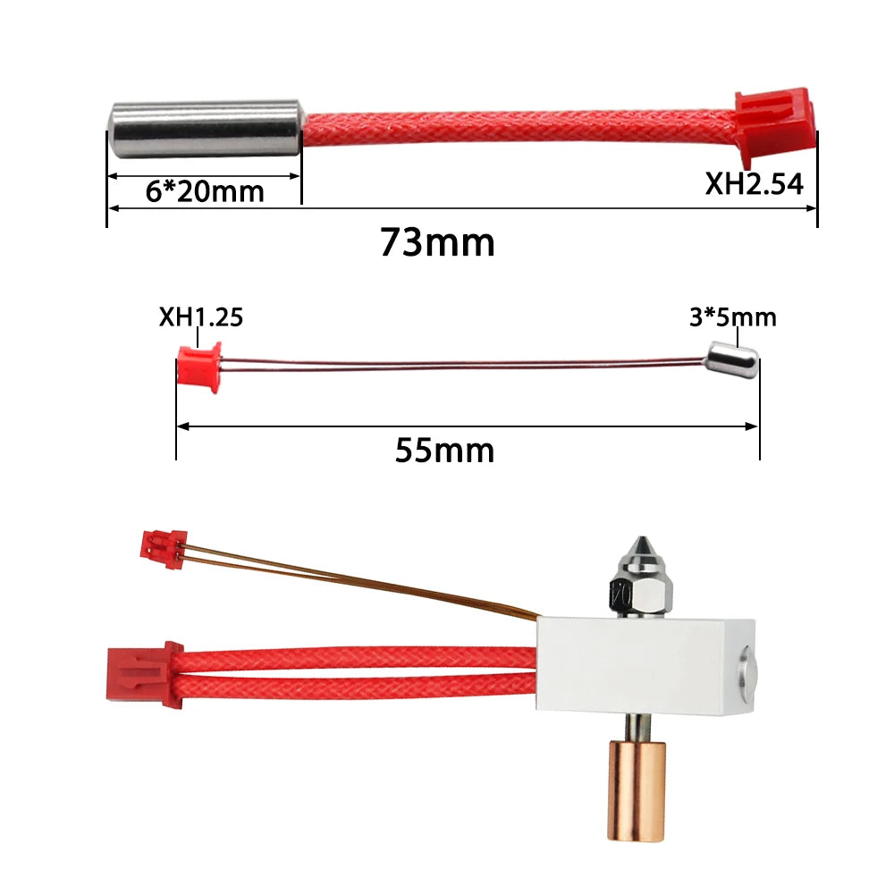 4/10pcs 100K Thermistor Temperature Sensor XH1.25 Terminal 3D Printer Parts 24V 40W Cartridge Heater For Ender-3 S1 Hotend