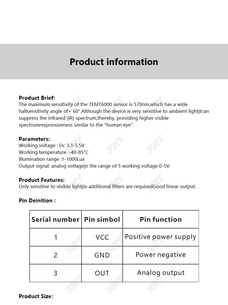 TEMT6000 Light Sensor Professional TEMT6000 Photosensitive Sensor For Arduino Smart Electronics Test the Ray intensity Module