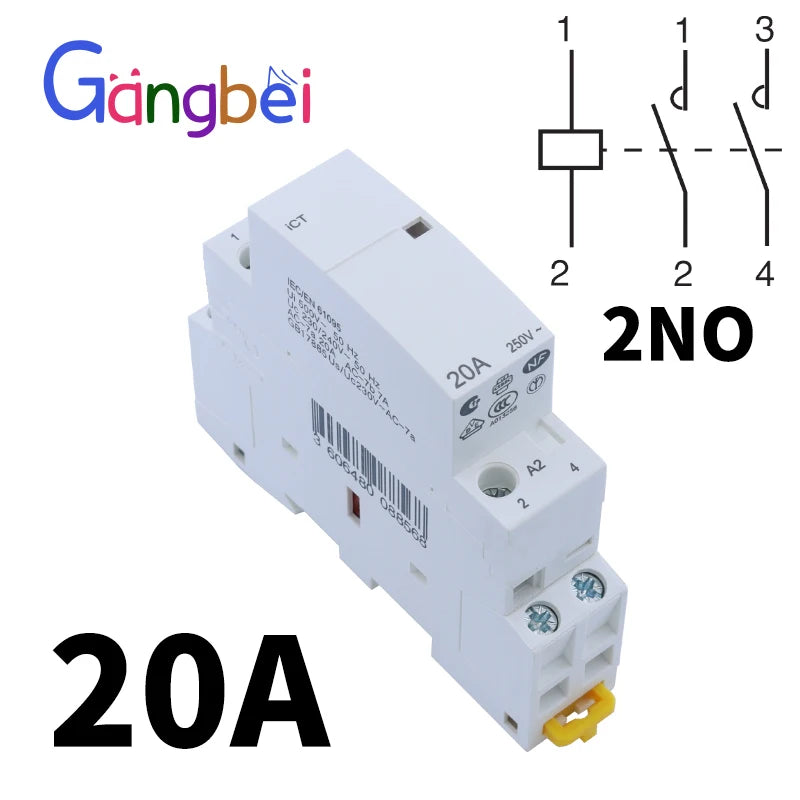 Modular Household Contactor 220V ICT 2P 16A 20A 25A 2NC 2NO 1NO 1NC 50/60Hz