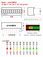 10pcs Multi-Color LED Display Bargraph Light 10 Segments Red Blue Yellow White Green Single Color Battery Level Bar Graph DIY
