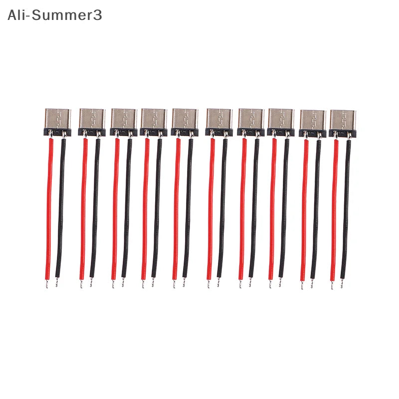 10Pcs Micro USB Type-C 2Pin Horizontal 2P Simple Soldered Female Plug-in Board Quick Charging Connector