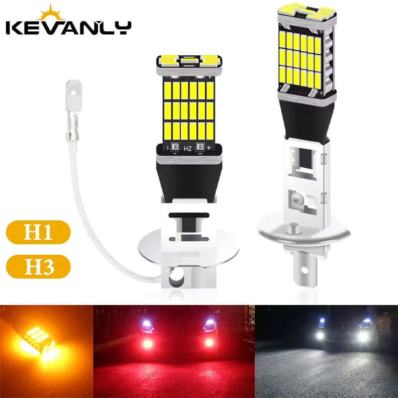 Kevanly 2Pcs H1 H3 T10 W5W BA9S LED 10W 4012smd 24led Car Fog Limp Auto DRL Daytime Running Light Reading Plate Light 6500K 12v