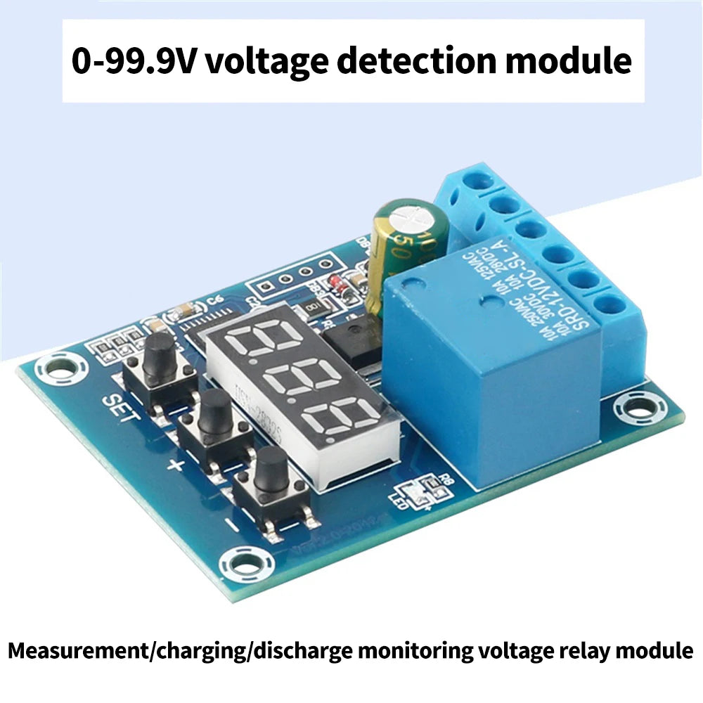 DC 5V 12V 24V Voltage Detection Module Relay LED Digital Display Circuit Monitoring Module Voltage Range 0-99.9V