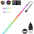 Addressable Rainbow PC Digital WS2812b LED Strip Light for 5V 3pin ARGB Header PC Case Asus Aura Sync RGBIC Fusion MSI Mystic