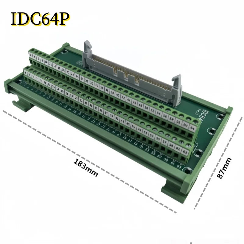 IDC10P/14P/16P/20P/26P/30P/40P/50P/60P/64Pin DC-2 To Terminal Block Breakout Board Adapter PLC Relay Terminals DIN Rail Mounting
