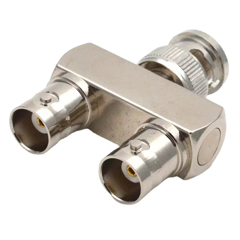 1Pcs Q9 BNC Male Plug To 2x Double BNC Female Connector BNC Male To 2x Dual Female Tee Type 3Way Splitter Type Y Coax RF Adapter