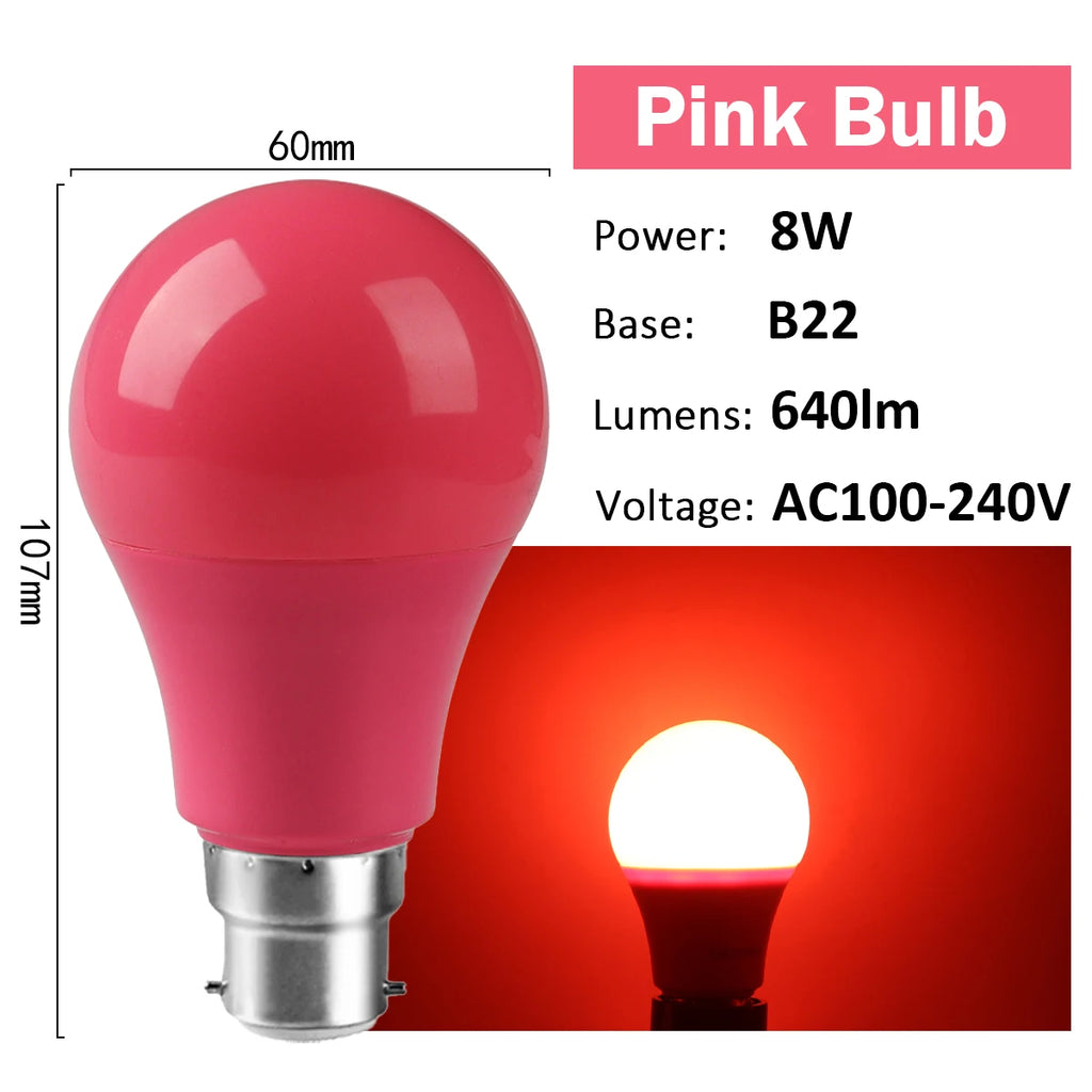 2-10pcs Colorful Bulb B22 E27 110V 220V Red Yellow Blue Green Pink Purple Orange Light Bulb Lamp for Home