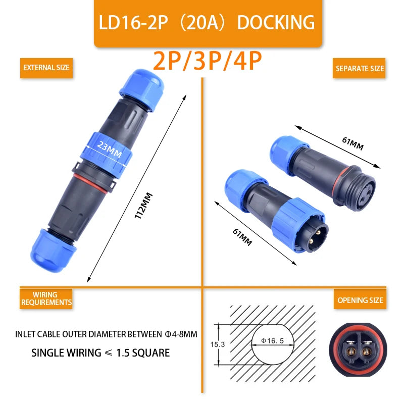 IP68 Waterproof Connector LD Series Male Plug & Female Socket 2-7 Pin & 9 Pin Panel Mount Aviation Wire Electrical Cable Connect