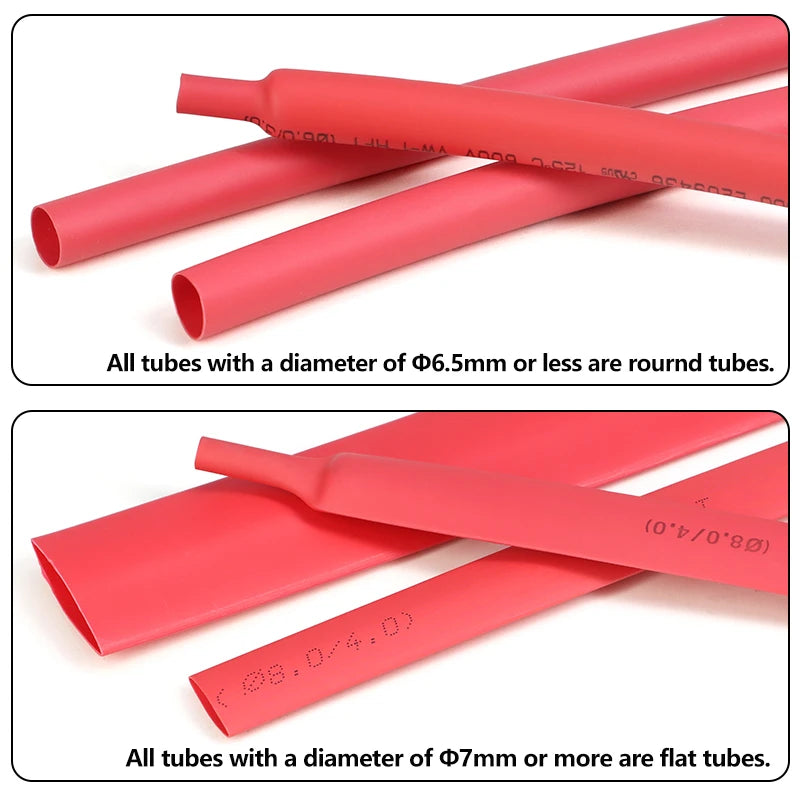 2/5M Red 2:1 Heat Shrink Tube Diameter 0.6mm~50mm Wire Repair Protector Polyolefin Insulated Shrinkable Cable SleeveTubing