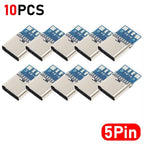 20-1pcs 5/6Pin Type C Female Connectors Usb Electric Terminals Welding DIY Data Cable Support PCB Board Jack Equipment Repair