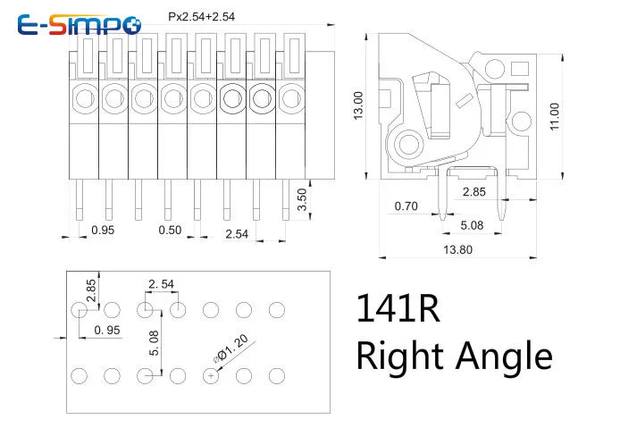 10pcs Splicable 2.54mm DG141V FFKDS/V Straight KF141R Right Angle FFKDS/H 150V/2A PCB Wire Spring Connector Terminal Block