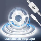 LED COB Light Strip Touch Dimmer Flexible Diode Tape 5V USB Linear Indoor Lighting Lamp Room DIY TV Mirror Backlight Wall Decor