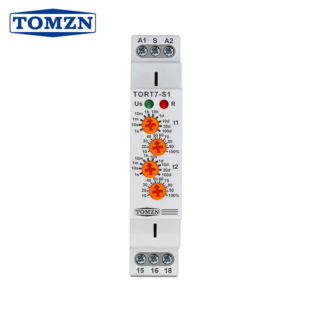 TOMZN TORT7-S1 Timer Relay Asymmetric Cycler Automatic Loop Delay T1-On Time T2-Off Time AC230V 50/60Hz For Traffic Lights
