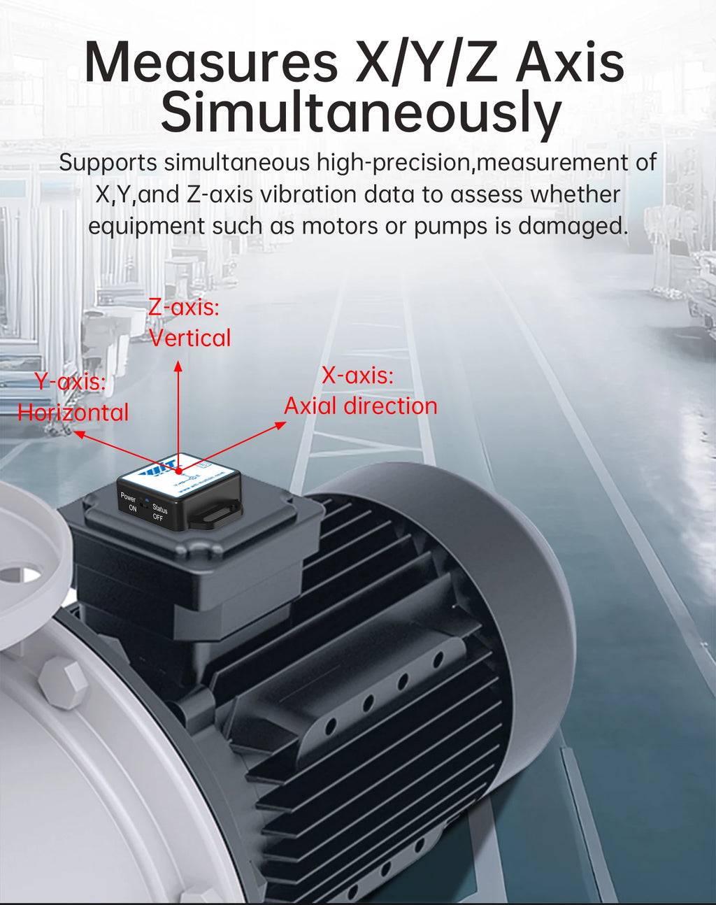 WitMotion WTVB01-BT50 Bluetooth 50m Multi-connected Vibration Sensor, 3-axis Vibration Displacement + Speed + Amplitude+Angle