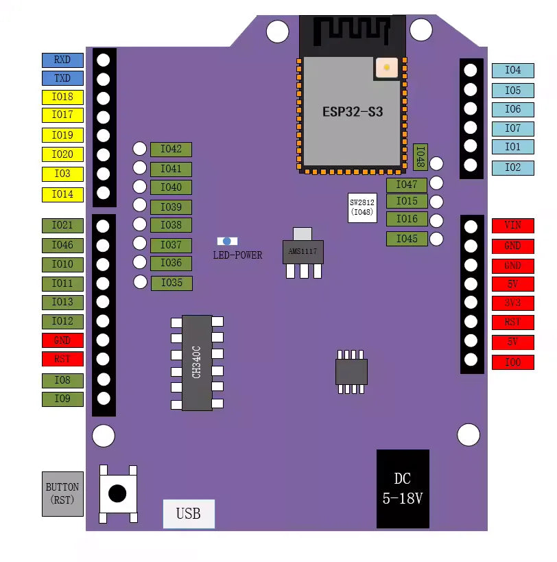 D1 R3 Board for ESP32-S3, WiFi BT-Compatible Flash N8R2 N16R8, CH340 Wireless Module Compatible with UNO ESP-32 Dev Board