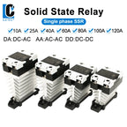 LCTC Solid State Relay Radiator Heat Sink SSR Single Phase DIN Rail 10A 25A 40A 60A 80A 100A 120A DC-AC AC-AA DD Zero Crossing