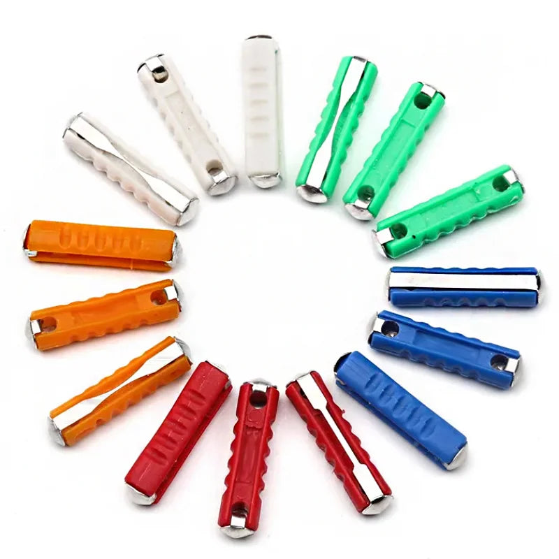 200PCS Eastern European Fuse Kit, 5 Types 5A/8A/10A/16A/25A Torpedo Shaped Old Style Automotive Cars Fuses