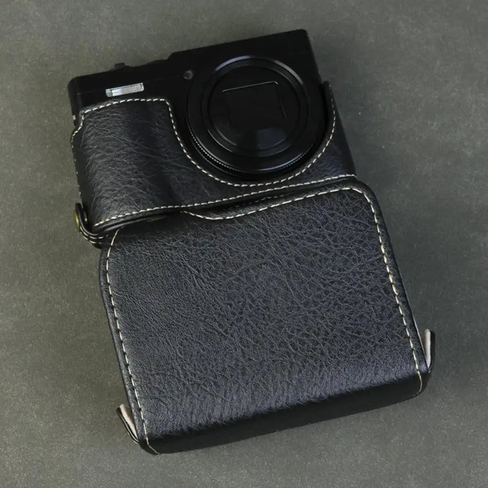 Handmade Leather Case for Panasonic Lumix TZ99 ZS99 Camera Carrying Bag with Adjustable Shoulder Strap