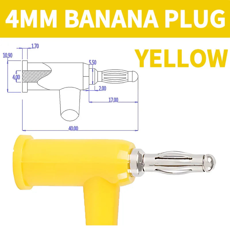4mm 90 Degree Stackable Banana Plug, Solderless Side Entry Connector for Multimeter Test Leads, Audio Equipment and Power Supply