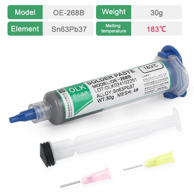 OLK Sn63Pb37 Solder Paste, Flux,Sn99.3cu0.7 Lead-Free Solder Paste Free Cleaning Is Widely Used In All Kinds Of Soldering
