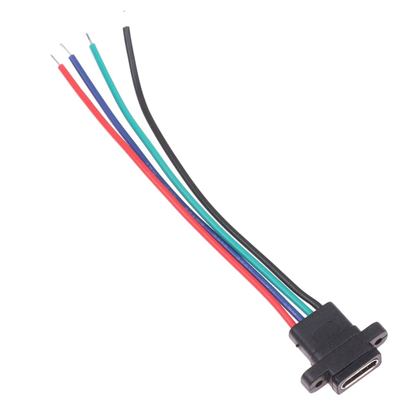 USB-C Type Connector Type-C 2Pin 4Pin Welding Wire Female Waterproof Female Socket Rubber Ring High Current Fast Charging Port
